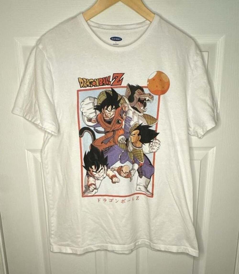 Old Navy Dragon Ball Z Graphic Tee White Men Size L Anime Goku Vegeta